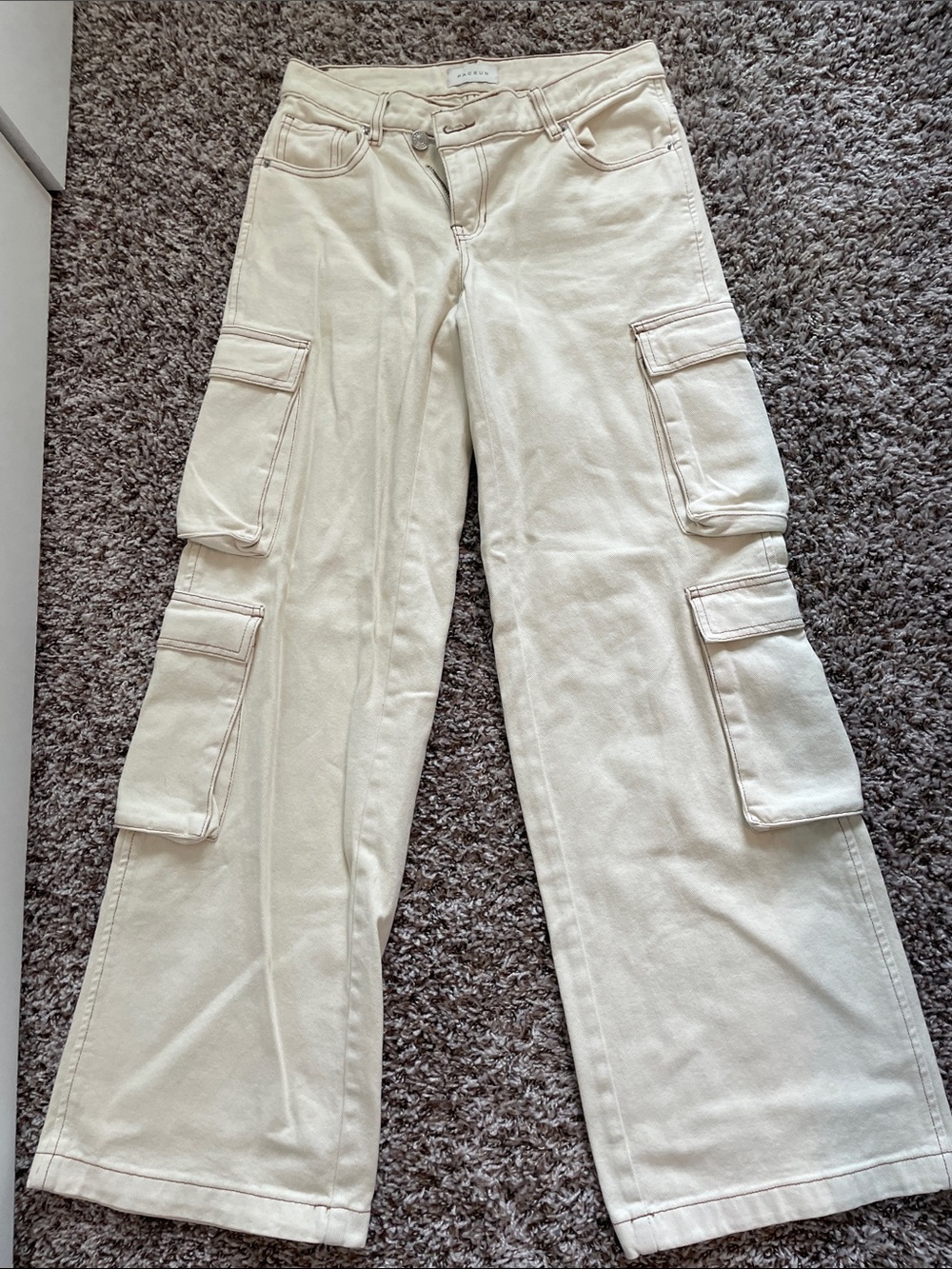 PacSun Cream Wide Leg Cargo Jeans